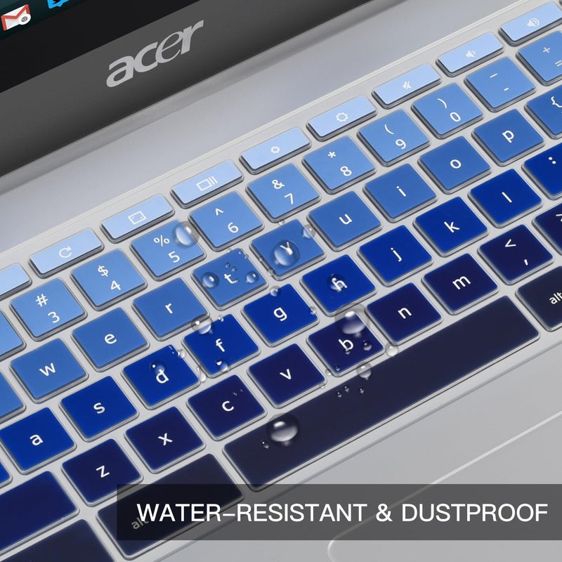 CaseBuy Keyboard Cover for Acer Chromebook Spin 11 311 C733 CP311 511 512/Chromebook 11 CB3-131 CB3-132 CP311 C738T CB5-132T/Chromebook Spin 713 CP713 R13 CB5-312T/Acer Chromebook 14 15 inch,Gradual Blue - Image 5